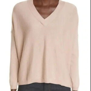 Arch4 Bailey V Neck Sweater baby goat 100% cashmere dusty pink rose pullover